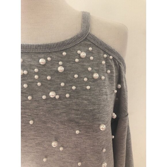 Unbranded Womens Embellished Cold Shoulder Gray Sweater Dress, Size M - Picture 3 of 6
